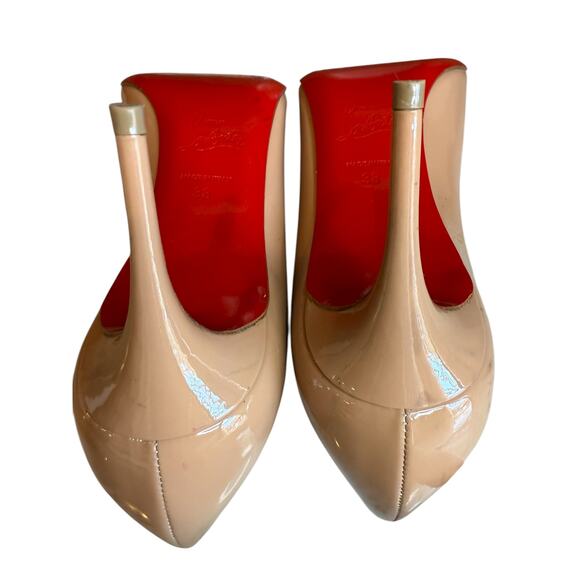 Authenticated Christian Louboutin Kate Patent Leather Heels Pumps Beige 38 - Picture 9 of 13